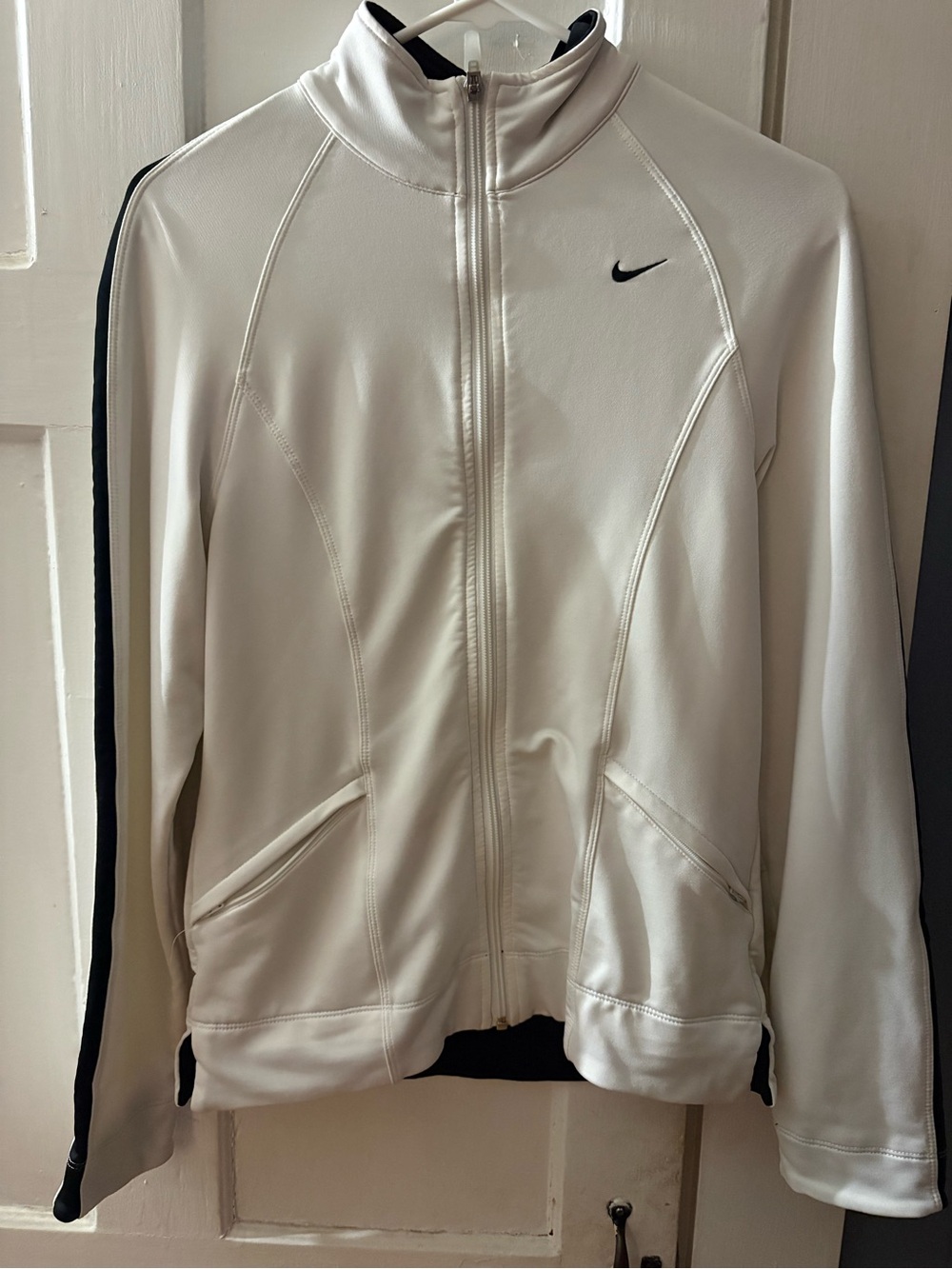 Nike Black and White Jacket with Orange Swoosh